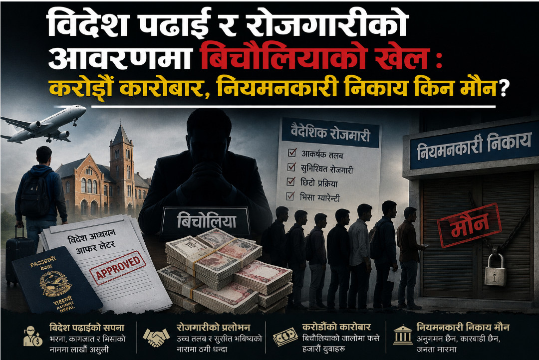 विदेश पढाइ र रोजगारीको आवरणमा बिचौलियाको खेल : करोडौँ कारोबार, नियमनकारी निकाय किन मौन?